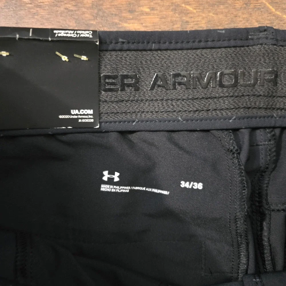 Under Armour Mens Drive Nov Tapered Golf Pants Black Dash UA Storm 1364406 34/36